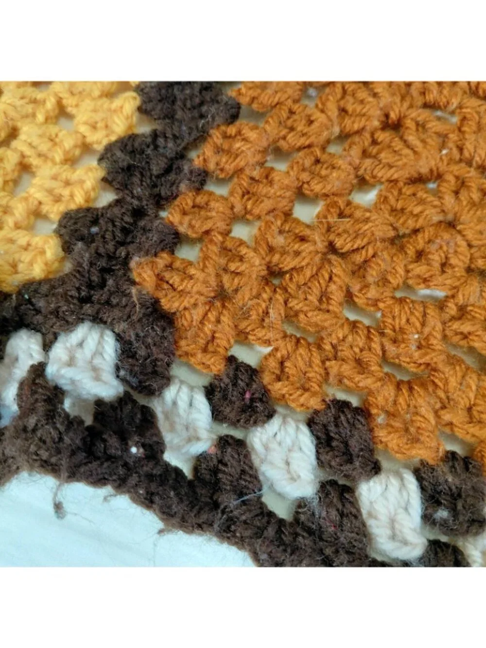 Handmade Crochet Afghan Blanket Throw 57x40 Brown Blue Orange Granny Square